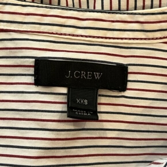 J. Crew Popover Embroidered Sleeve Tunic Top in White w/ Red & Blue Stripes XXS - Picture 6 of 8